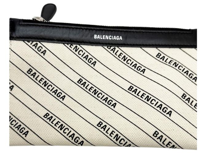 Borsa a mano Balenciaga Cabas S in tela Navy Nero Crudo - vista 10