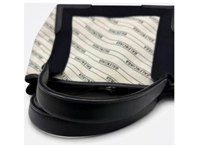 Borsa a mano Balenciaga Cabas S in tela Navy Nero Crudo - vista 11