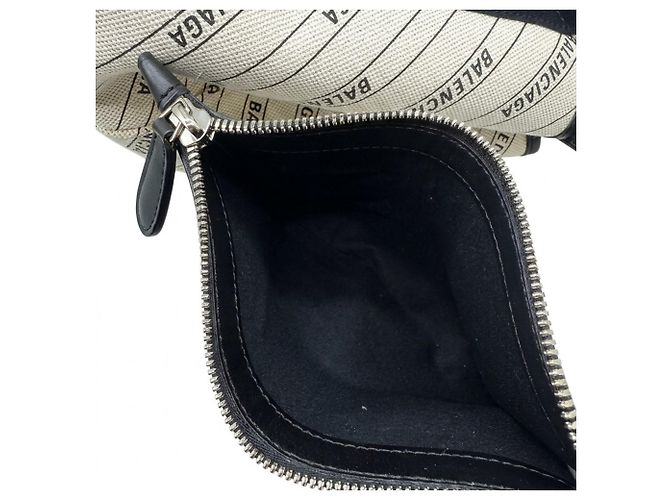 Borsa a mano Balenciaga Cabas S in tela Navy Nero Crudo - vista 13
