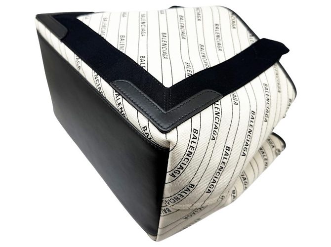 Borsa a mano Balenciaga Cabas S in tela Navy Nero Crudo - vista 5