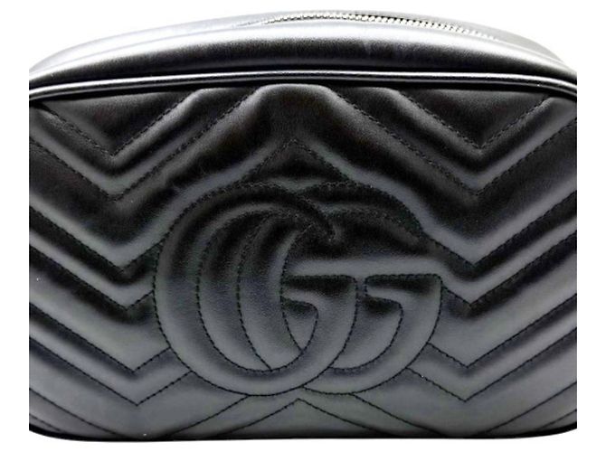 Borsa a tracolla Gucci GG Marmont Small in pelle matelassé nera con catena Nero - vista 3