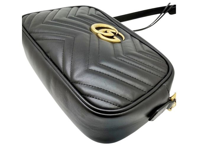 Borsa a tracolla Gucci GG Marmont Small in pelle matelassé nera con catena Nero - vista 4