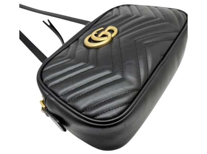 Borsa a tracolla Gucci GG Marmont Small in pelle matelassé nera con catena Nero - vista 5