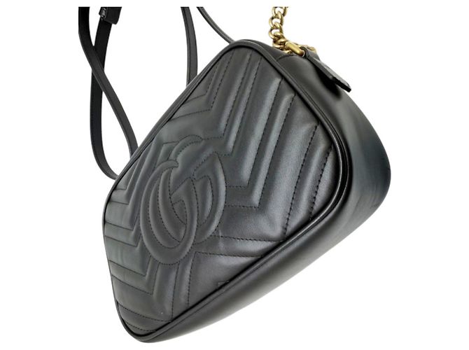 Borsa a tracolla Gucci GG Marmont Small in pelle matelassé nera con catena Nero - vista 6