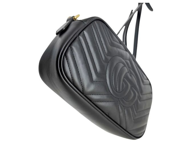 Borsa a tracolla Gucci GG Marmont Small in pelle matelassé nera con catena Nero - vista 7