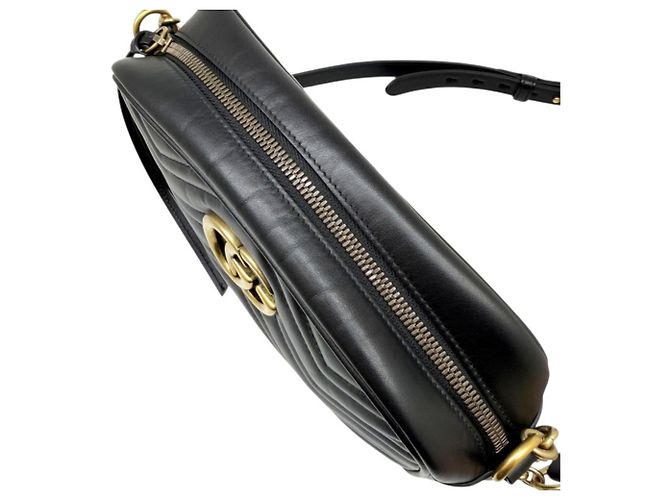 Borsa a tracolla Gucci GG Marmont Small in pelle matelassé nera con catena Nero - vista 8