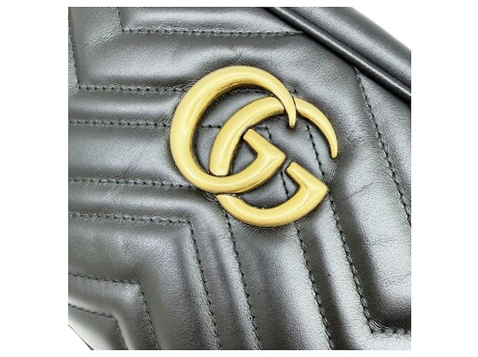 Borsa a tracolla Gucci GG Marmont Small in pelle matelassé nera con catena Nero - vista 9