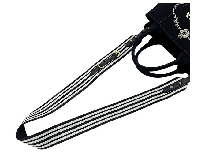 Borsa Prada in tela Canapa Nero Bianco - vista 10