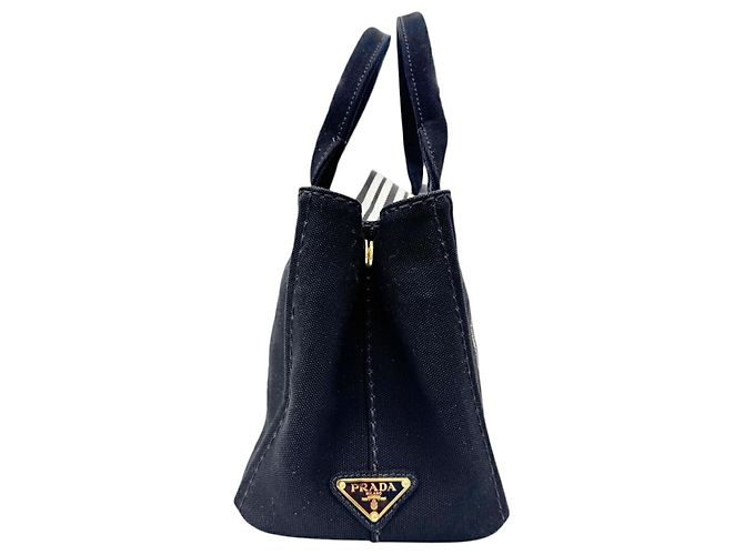 Borsa Prada in tela Canapa Nero Bianco - vista 3