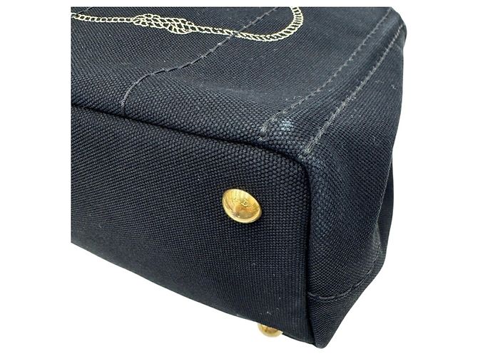 Borsa Prada in tela Canapa Nero Bianco - vista 6