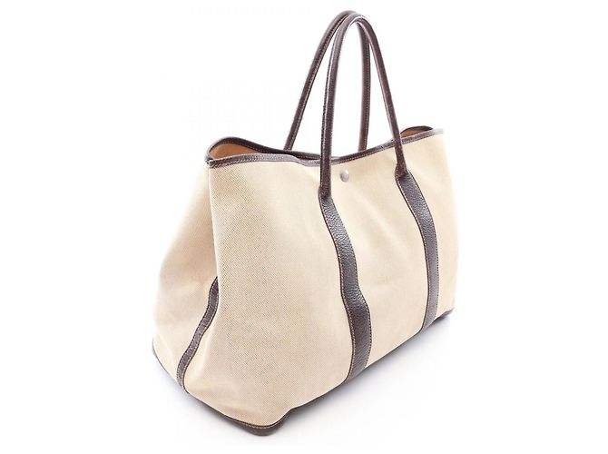 Hermès Borsa Tote Hermes Garden Party MM Marrone Beige - vista 2