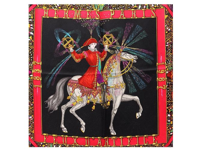 Hermès Foulard Hermes Carre 90 Feux D'Artifice Nero Multicolore - vista 4
