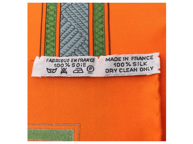 Hermès Foulard Hermes Carre 90 CUIRS DU DESERT Multicolore Arancione - vista 3