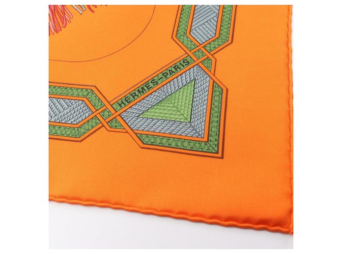 Hermès Foulard Hermes Carre 90 CUIRS DU DESERT Multicolore Arancione - vista 5
