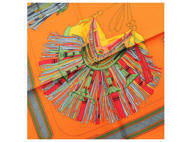 Hermès Foulard Hermes Carre 90 CUIRS DU DESERT Multicolore Arancione - vista 6