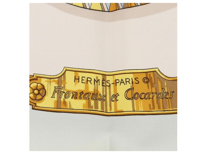 Hermès Foulard Hermes Carre 90 Frontaux et Cocardes Multicolore Verde - vista 2
