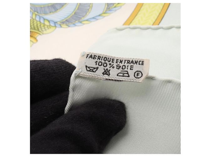 Hermès Foulard Hermes Carre 90 Frontaux et Cocardes Multicolore Verde - vista 3