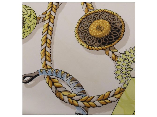 Hermès Foulard Hermes Carre 90 Frontaux et Cocardes Multicolore Verde - vista 7