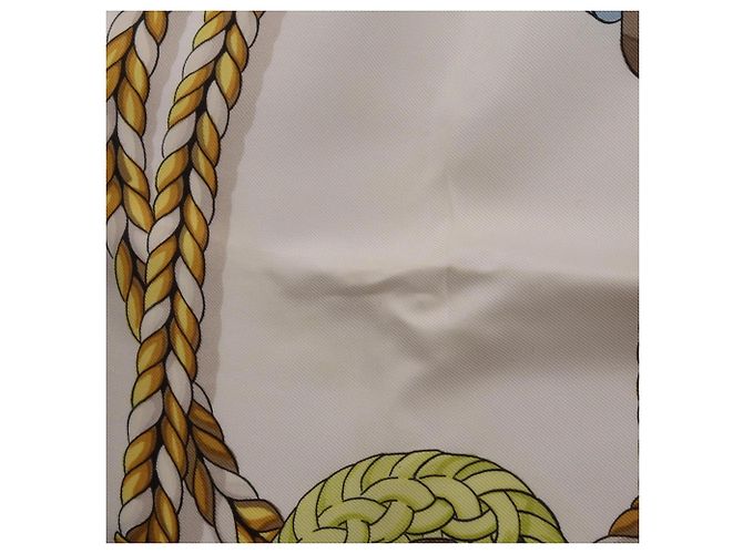 Hermès Foulard Hermes Carre 90 Frontaux et Cocardes Multicolore Verde - vista 8