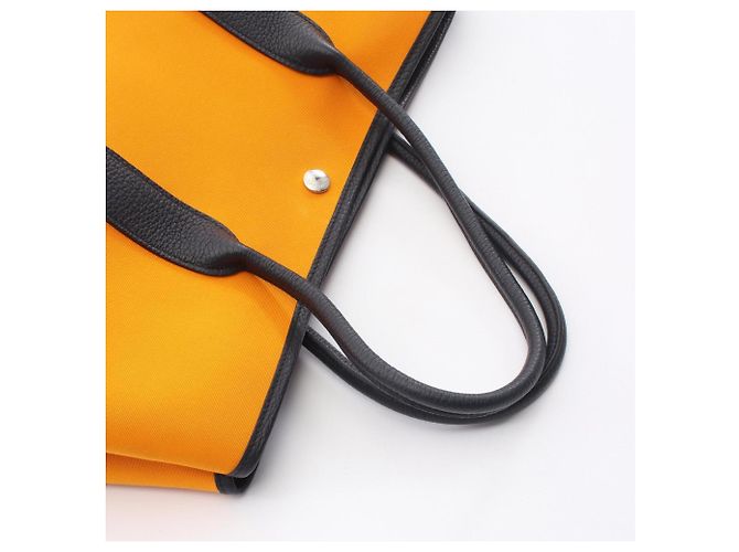 Hermès Borsa Tote Hermes Garden Party PM Blu Arancione Blu navy - vista 10
