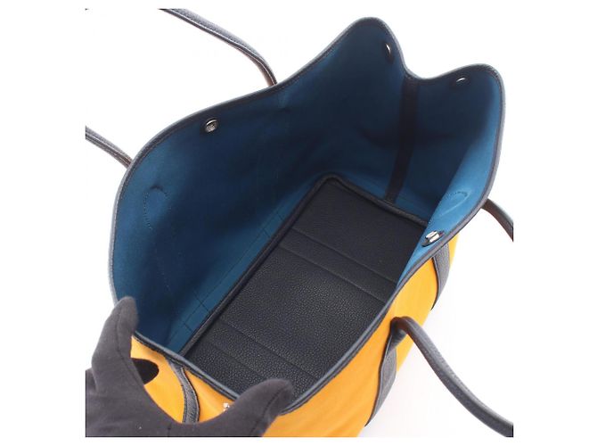 Hermès Borsa Tote Hermes Garden Party PM Blu Arancione Blu navy - vista 3