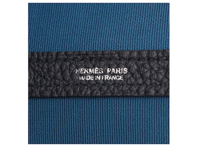 Hermès Borsa Tote Hermes Garden Party PM Blu Arancione Blu navy - vista 4