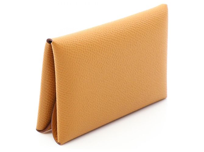 Hermès Cartera Hermes Calvi Duo Sesame - Monedero Castaño - vista 2