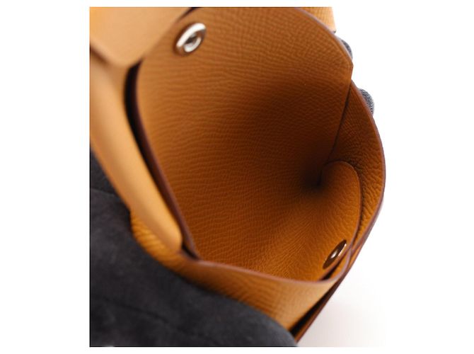 Hermès Cartera Hermes Calvi Duo Sesame - Monedero Castaño - vista 4