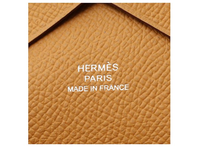 Hermès Cartera Hermes Calvi Duo Sesame - Monedero Castaño - vista 5