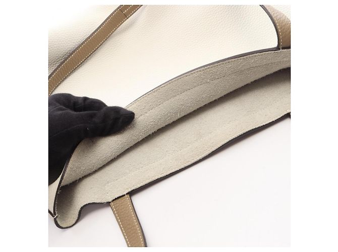 Hermès Borsa Cabasellier 31 Tote Bag Hermes Bianco Beige - vista 10