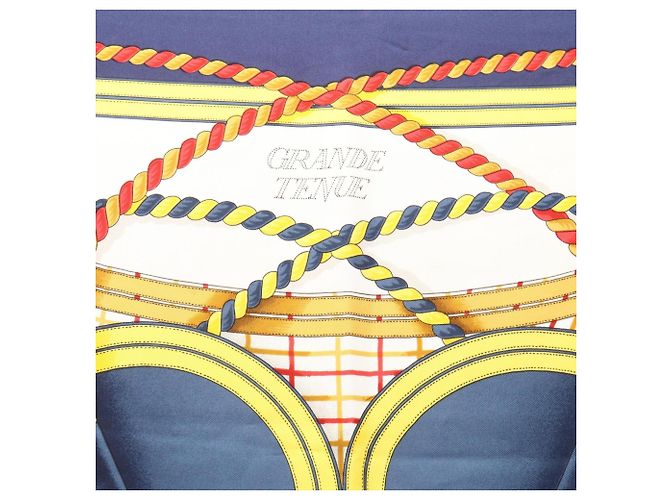 Hermès Foulard Hermes Carre 90 Grande Tenue Multicolore Blu navy - vista 5