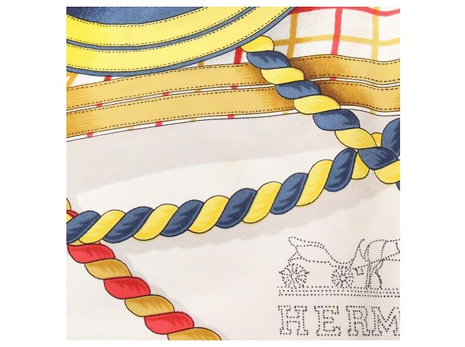 Hermès Foulard Hermes Carre 90 Grande Tenue Multicolore Blu navy - vista 6