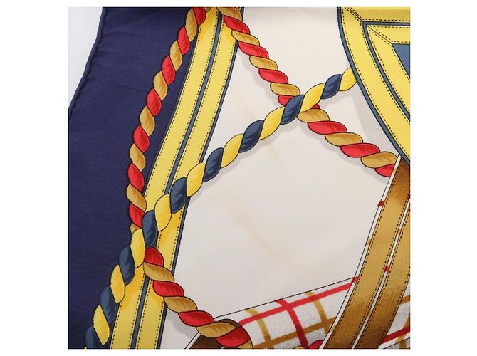 Hermès Foulard Hermes Carre 90 Grande Tenue Multicolore Blu navy - vista 8