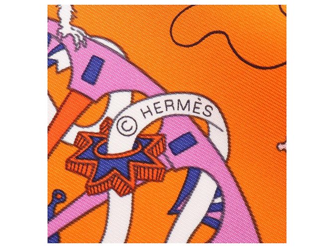 Hermès Foulard Hermes Carre 90 La Folle Parade Multicolore Arancione - vista 2