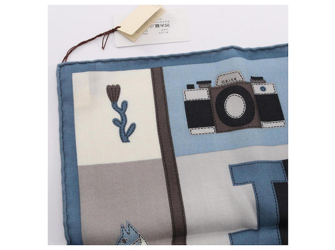 Hermès Foulard Hermes Carre 65 Jeu de Piste Marrone Blu - vista 4