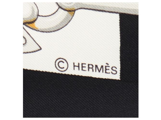 Hermès Foulard di seta Hermes Carre 90 Cliquetis Nero Bianco Giallo - vista 2