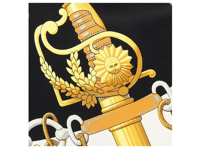 Hermès Foulard di seta Hermes Carre 90 Cliquetis Nero Bianco Giallo - vista 5