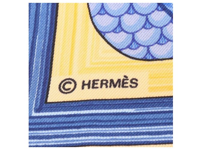 Hermès Foulard Hermes Carre 90 La Mare aux Canards Blu Arancione - vista 2