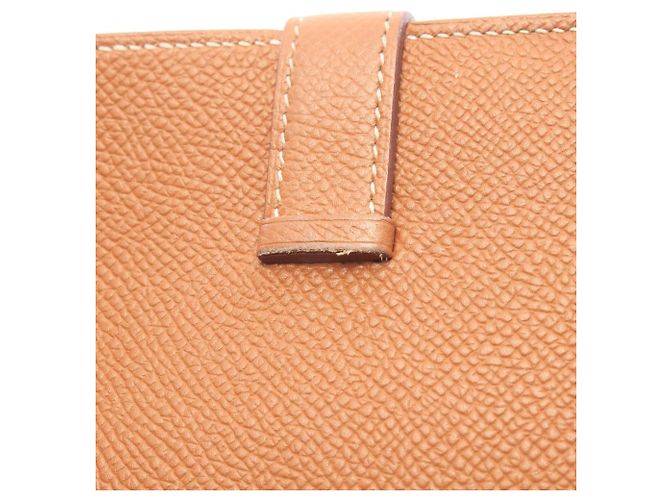 Hermès Cartera larga bi-fold Hermes Bearn Soufflé Gold Castaño - vista 11