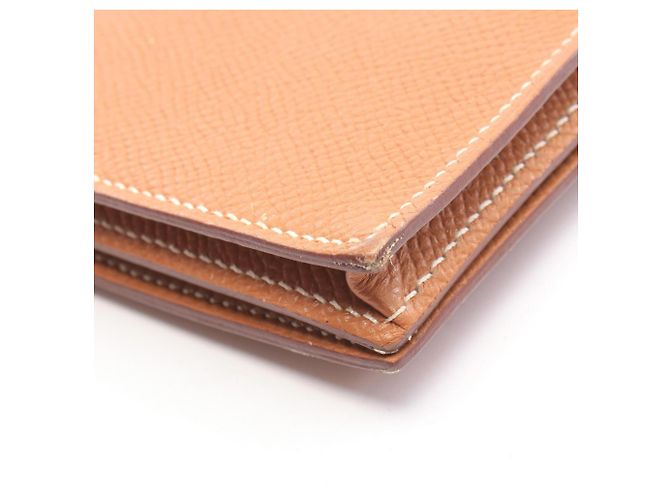 Hermès Cartera larga bi-fold Hermes Bearn Soufflé Gold Castaño - vista 12