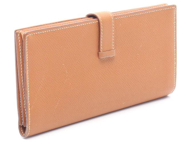 Hermès Cartera larga bi-fold Hermes Bearn Soufflé Gold Castaño - vista 2