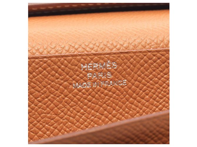 Hermès Cartera larga bi-fold Hermes Bearn Soufflé Gold Castaño - vista 4