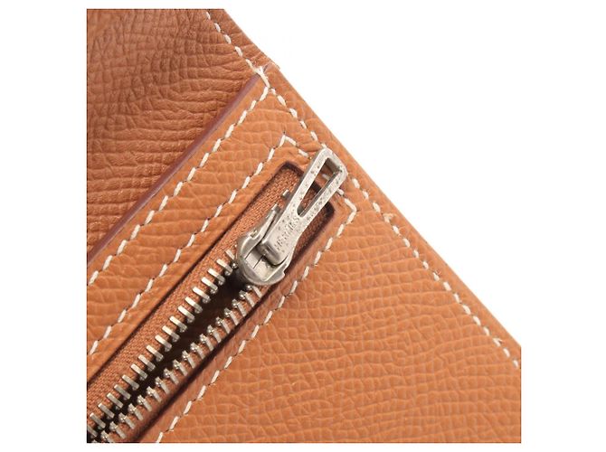 Hermès Cartera larga bi-fold Hermes Bearn Soufflé Gold Castaño - vista 7