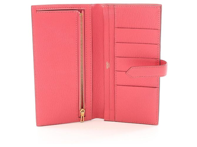 Hermès Cartera larga bi-fold Hermes Bearn Soufflet Rose Azalee Rosa - vista 3