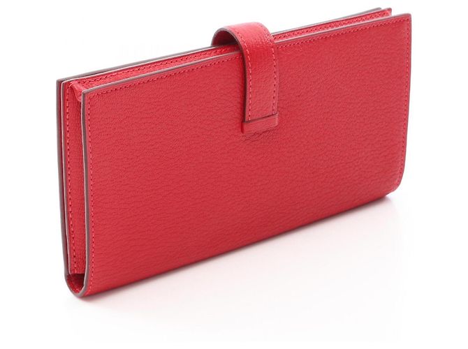 Hermès Hermes Bearn Soufflé Bi-fold Long Wallet Red - view 2