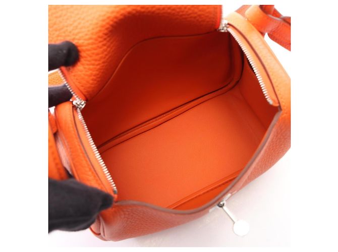Hermès Borsa a spalla Hermes Lindy Mini Tangerine Arancione - vista 3