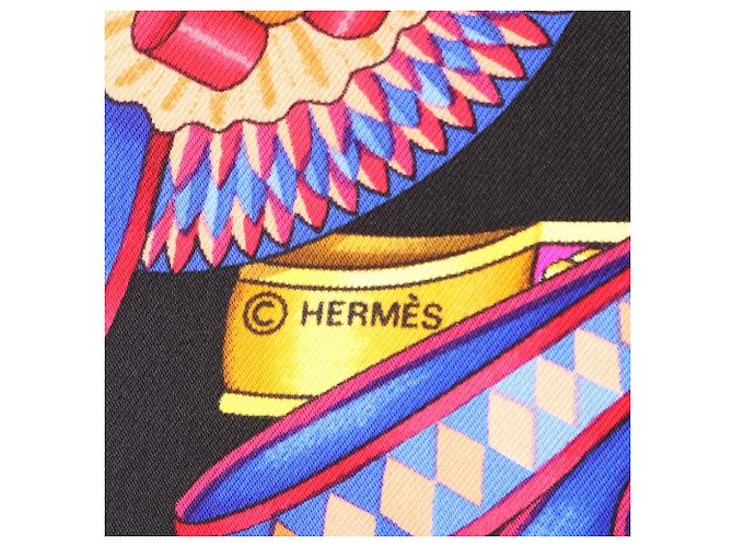 Hermès Foulard Hermes Carre 90 Les Rubans du Cheval Nero Multicolore - vista 2