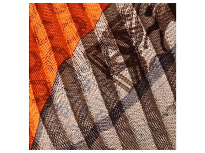 Carré Plissé A Cheval Hermès Marrone Arancione - vista 2