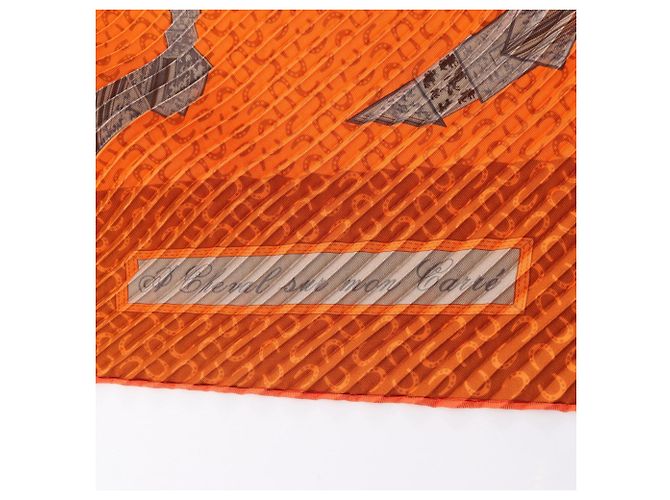 Carré Plissé A Cheval Hermès Marrone Arancione - vista 4