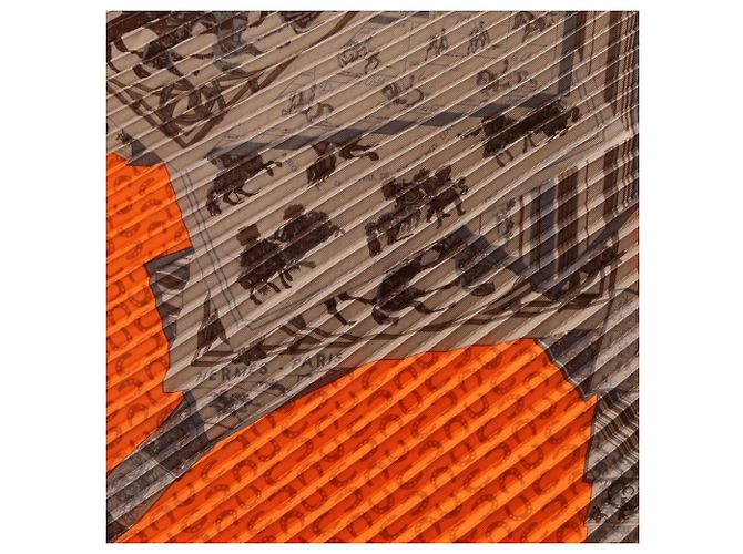 Carré Plissé A Cheval Hermès Marrone Arancione - vista 5